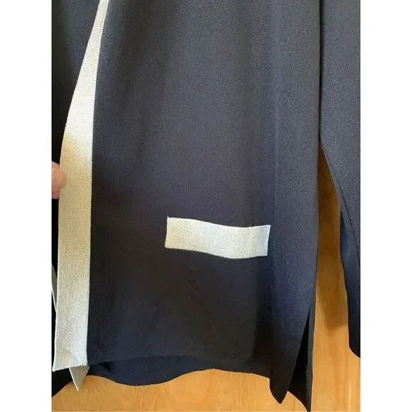 Misook Open Knit Gold Trim Cardigan Black Size M - Picture 5 of 12